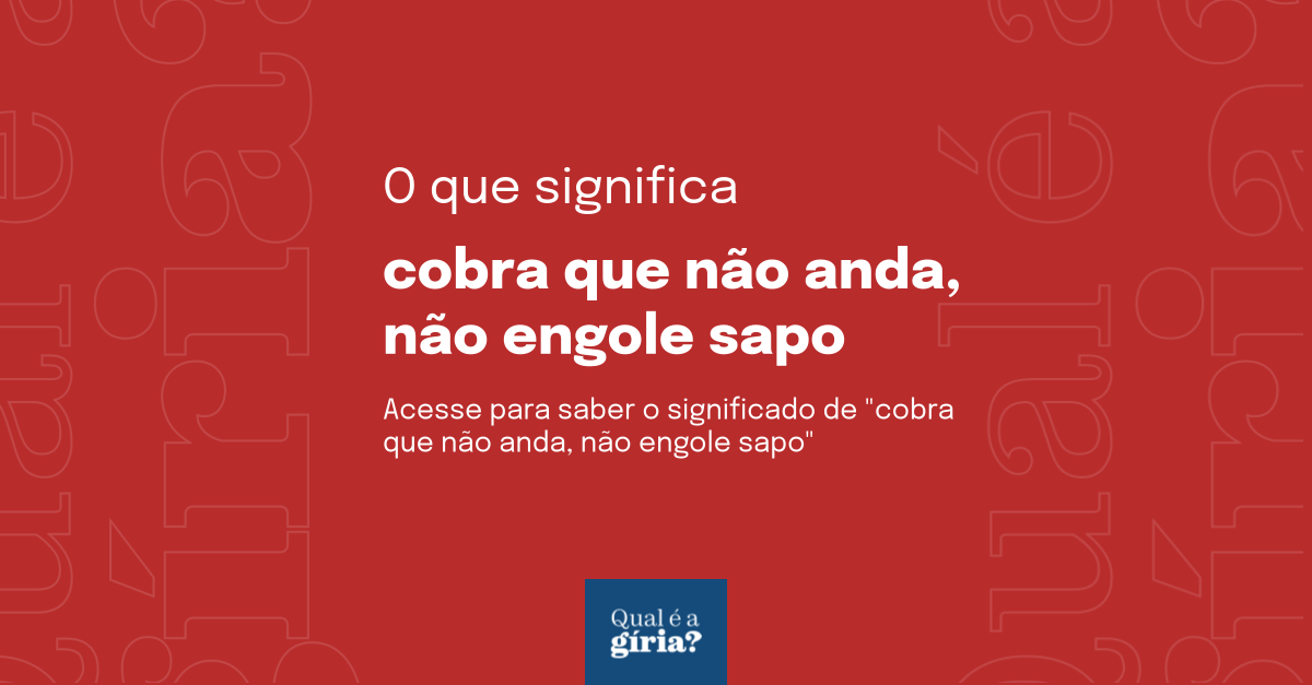 O Que Significa Cobra Que Não Anda Não Engole Sapo Qual O Significado De Cobra Que Não Anda